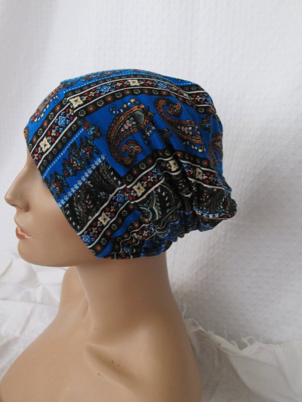 Handmade Boho Paisley Knit Slouch Beanie